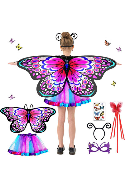 OEM Children's Butterfly Costume Set with Wings, Skirt, Eye Mask & Stickers (110-150 cm)