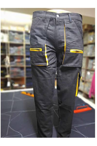 tikpaket Black - Yellow Multi-Pocket Double-Color Work Pants