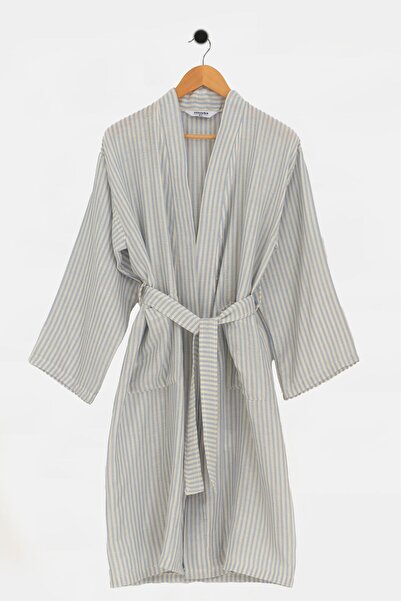 Vintero Home Çizgili %100 Pamuk Müslin Kimono Sabahlık