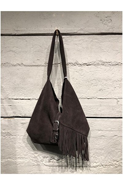 DSN Geantă de umăr din piele cu ciucuri Y6216