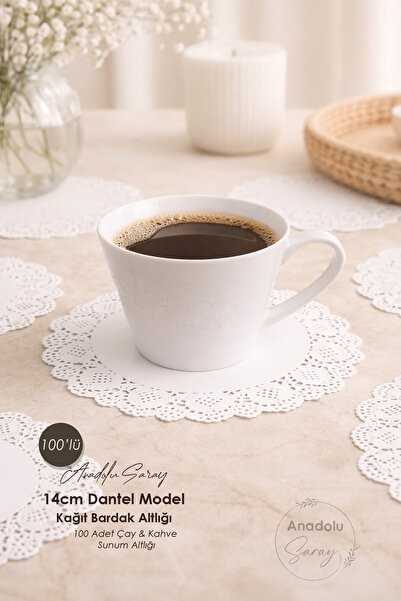 Anadolu Saray 14 cm Dantel Model Kağıt Bardak Altlığı – 100 Adet Çay & Kahve ...