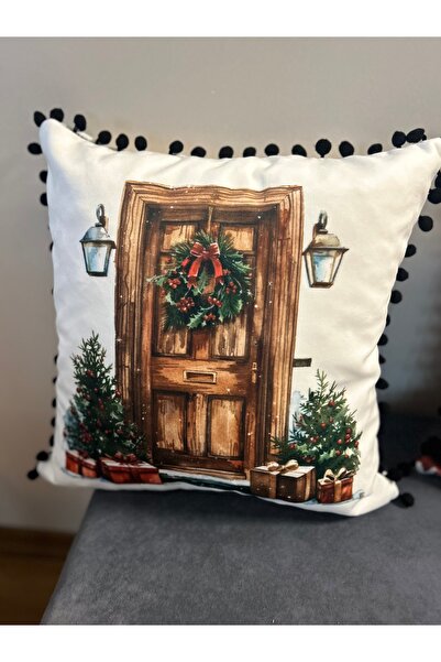 KEDİ Winter Mode Special Velvet Fabric Pompom Cushion Cover