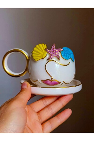 KOTYORA Mermaid Gift Handmade Ceramic Double Coffee Cup