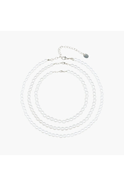 Lifestyle Pearl Embellished Necklace - Set of 3