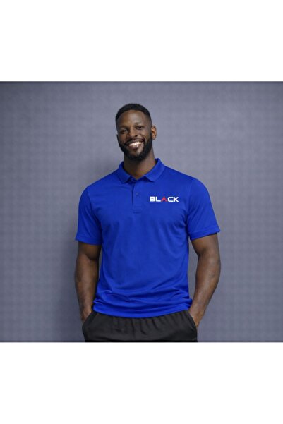 NOFLEN Men's Black Printed Polo Neck T-Shirt