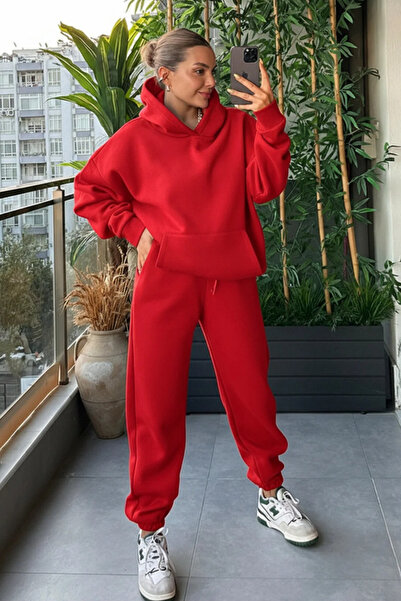 BARLİZ Γυναικείο σετ φόρμας jogger μεγάλου μεγέθους με 3 κλωστές