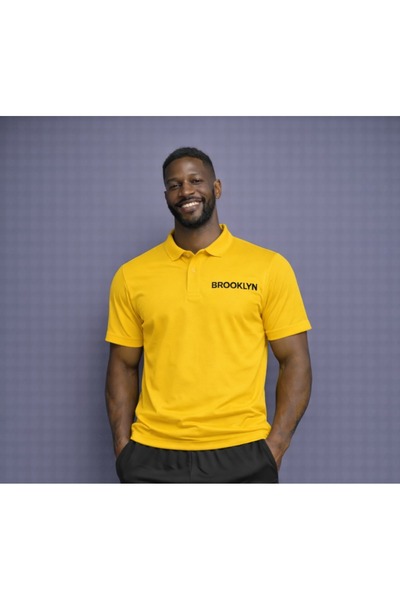 NOFLEN تي شيرت بروكلين مطبوع للرجال ذو ياقة بولو