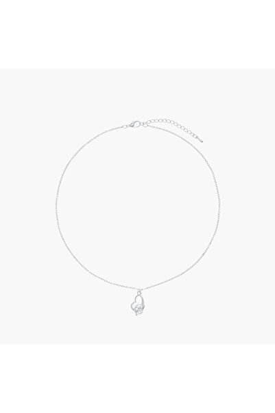 Lifestyle قلادة مزينة بالزركونيا المكعبة مع مشبك إغلاق على شكل مخلب الكركند