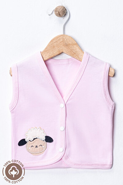 Miniel Unisex Baby Lamb Embroidered Organic Cotton Newborn Combed Baby Vest
