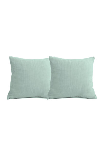 NazeninHome Decorative Throw Pillow 100% Cotton 40X40 cm Muslin Light Green