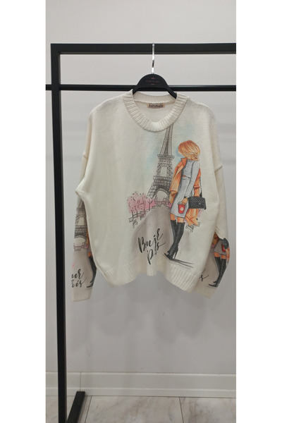 Hatun Atila Hatunatila Patterned Crew Neck Sweater - 4872-10