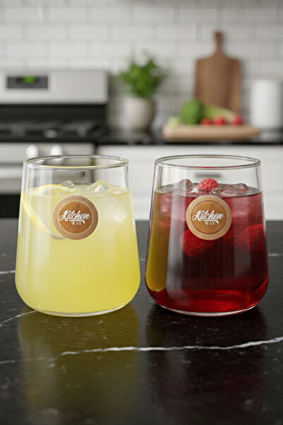 Kitchen Way Borosilicate 2-Piece Glass Soft Drink Cup 450ml Heat Resistant Transparent Glass Cup Set Kw-1047