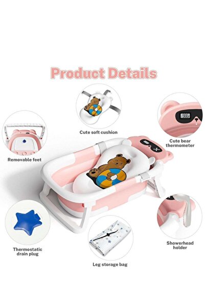 Generic حوض استحمام قابل للطي للأطفال مزود بمستشعر درجة الحرارة