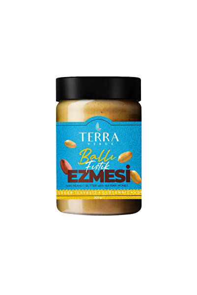 Terra Verde Ham Ballı Fıstık Ezmesi 300 G (Glutensiz/Fıstık Parçacıklı)
