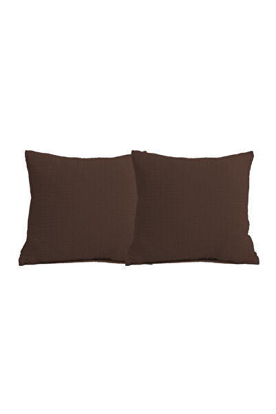 NazeninHome Decorative Throw Pillow 100% Cotton 40X40 cm Muslin Brown