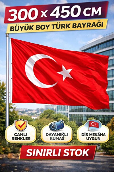 tekbir dağıtım 300 x 450 cm Dev Boy Türk Bayrağı – Kurumsal Kullanıma Uygun, ...