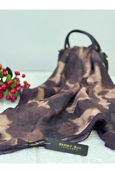 SMF Batik çiçek desen bambu şal koyu mürdüm