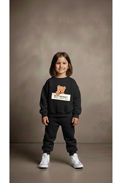 playwear Hanorac de echipă cu imprimeu HONEY pentru fete și băieți, cu guler ...
