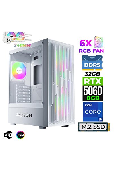 XASER Astra X830 i9 14900KF 32GB DDR5 Ram 1TB M.2 NVMe SSD 8GB RTX5060 Sıvı S...