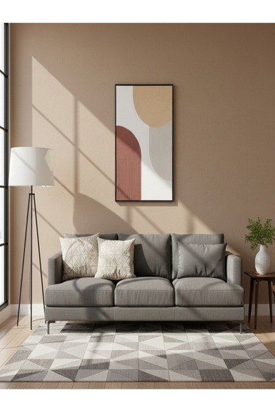 BEC13 A modern wall painting featuring a prominent abstract arch design.