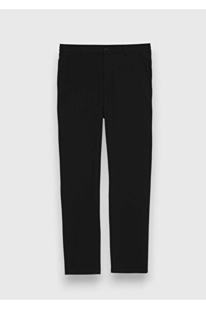 Ramsey Black Plain Woven Jogging Fit Casual Trousers