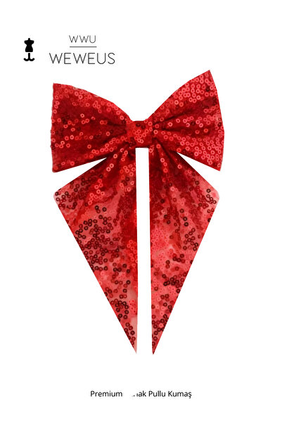 Weweus Women's Red Short Sequin Bow Ribbon Buckle