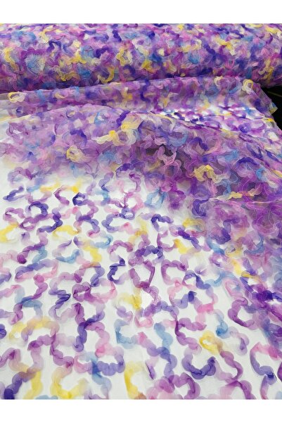 CANTEKİN TEKSTİL 3D ÇİÇEK İŞLEME TÜL KUMAŞ