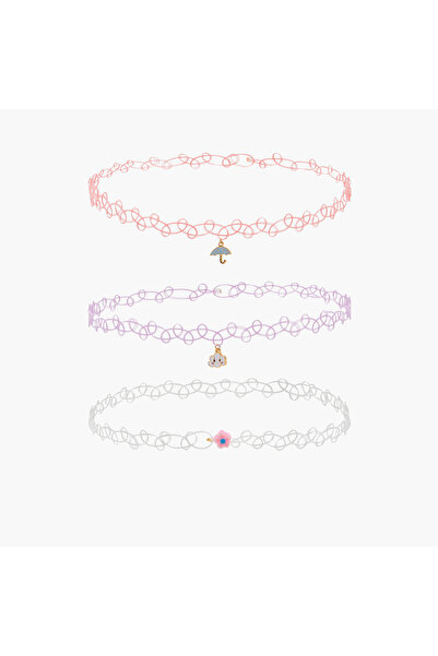 Lifestyle قلادة تشوكر مطاطية قابلة للتمدد مع قلادة BFF - طقم من 3 قطع