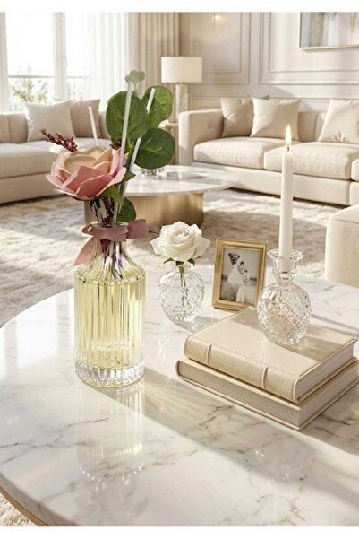 Home Cam Vazoda Çiçekli Oda Kokusu Seti 23 cm ÇUBUKLU oda kokusu büyük güllü