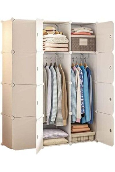 Generic Plastic Storage Cube Organizer Wardrobe Modular Cabinet with Doors for Clothes, Shoes, Toys