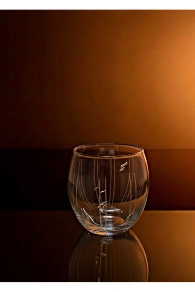 DECOSTYLE Decorated Empire Glass Soft Drink Glass Set of 6 405 ml (Water/Whiskey/Cocktail Glass)