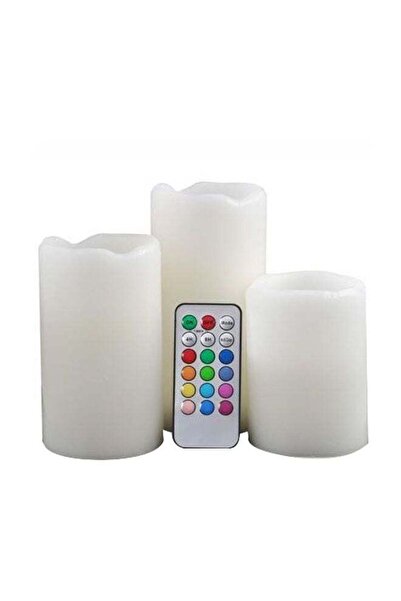 luma شمعة متغيرة اللون مكونة من 3 قطع مع جهاز تحكم عن بعد