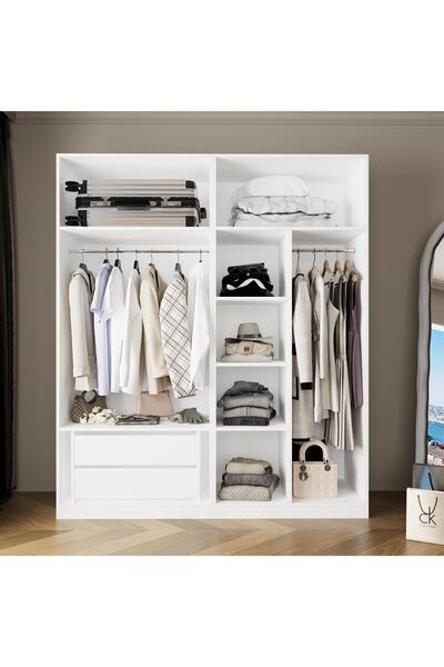 Bimossa KC5040 GOSS 2 Askılı ve 2 Çekmeceli Açık Gardırop,Geniş Kapaksız Elbi...