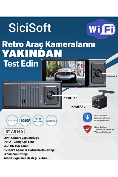 Retro 2 megapiksel wifi'li araç kamerası
