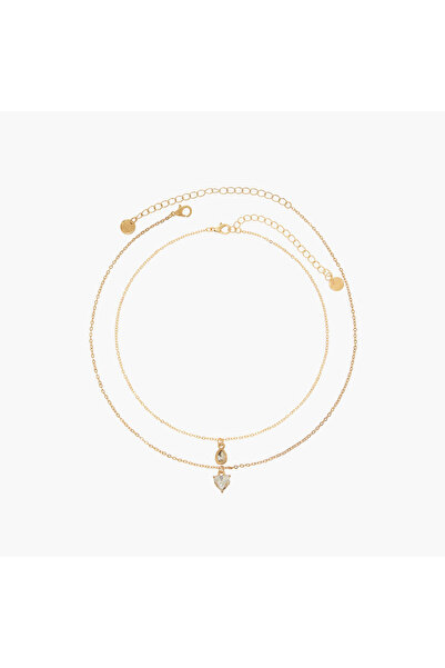 Lifestyle طقم عقد ذهبي اللون مع قلادة مزخرفة - قطعتان