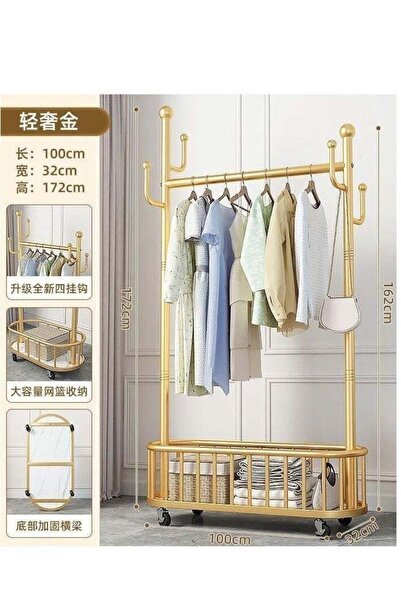 Generic Storage shelf Stand with Clothes Rail and Rolling Coat Rack