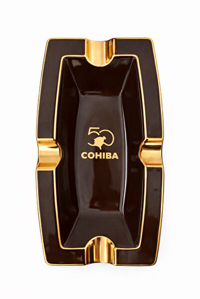 COHİBA Kahverengi Gold Detaylı Seramik Küllük - CKL0138
