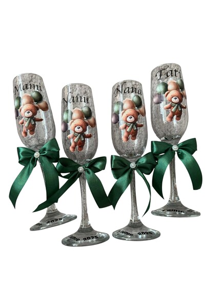 OEM Set of 4 baptism glasses with teddy bear