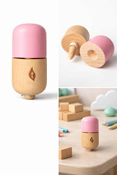 Terra Wooden Spinning Top for Children – Skill Toy, Pink Design
