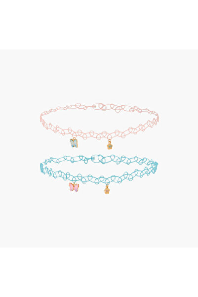 Lifestyle قلادة تشوكر قابلة للتمدد مع قلادة BFF - طقم من قطعتين