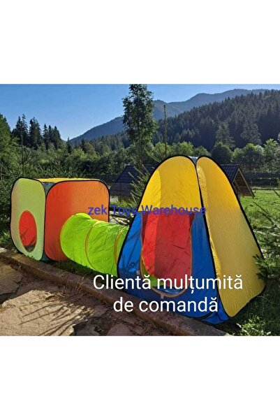 KIDDYS Loc de joaca 3 in 1 pentru copii, multifunctional, casuta, tunel si cort, 280x74x90cm, multicolor