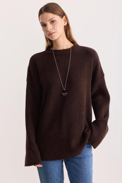 ipekton studio Kobe Oversized Knitwear Sweater Bitter Brown