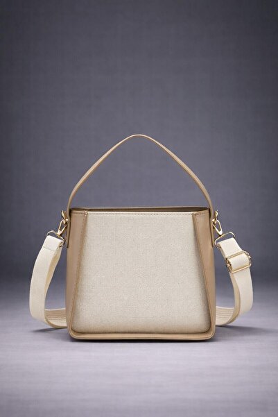 Timburly Ekru Kanvas Renk Ayarlanabilir Askı Kemerli Kadın Tote Omuz Ve El Çanta