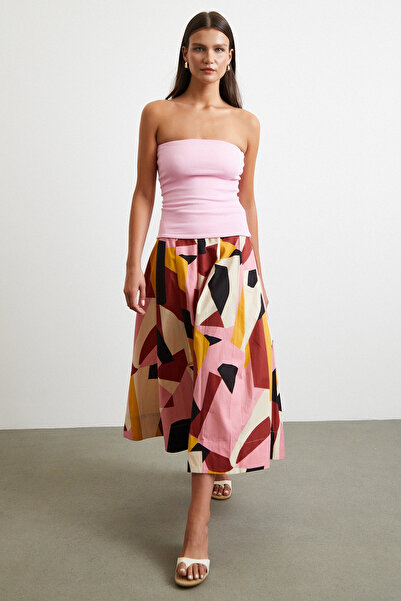 TRENDQUEL Fusta Midi cu Motiv Roz