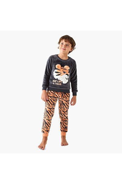 Juniors Tiger Applique Sweatshirt and Pyjama Set