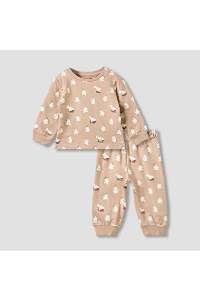 Juniors Pyjama Set with Bear Print - Cotton - Long Sleeves - Crew Neck