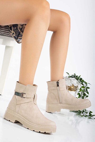 Sena Stil Comfortable Warm Lining Non-Slip Sole Zippered and Buckled Winter Thick Sole Women's Boots