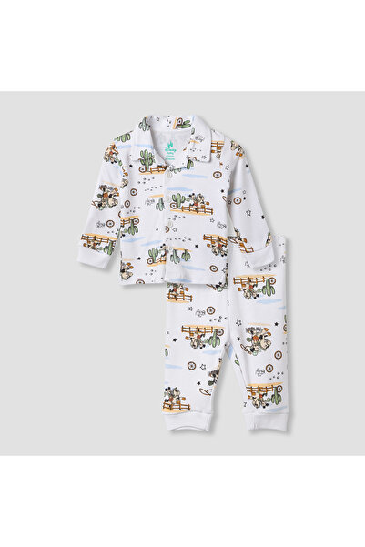 Disney Mickey Mouse Print Shirt and Pyjama Set