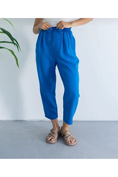 My Blog Cobalt Blue Buy Detailed Elastic Pleated Trousers - 50826