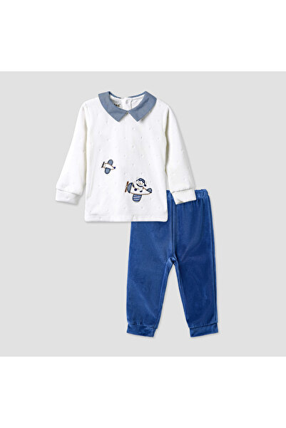 giggles Pyjama Set with Embroidery - Long Sleeves - Collar